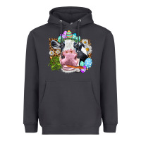 Smoke Happy Easter Cow with eggs Easter Day Heavyweight Hoodie - HowdyJamesFarm