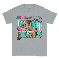 Heather Grey all i need is the gym and jesus Classic Tee - JahusDesignShop