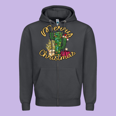 Cactus Christmas Zipper Hoodie Designed By Bettercallsaul