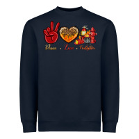 Navy peace love firefighter Heavyweight Sweatshirt - NancyCooperArtShop