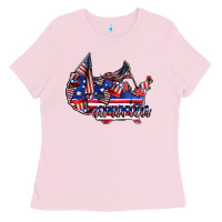 Bubblegum Pink america Ladies Tee - CowhideDigitalArt