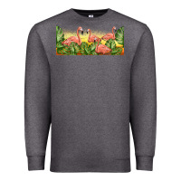 Charcoal Heather flamingos with sunset Premium Sweatshirt - TumblerDesignByShophia