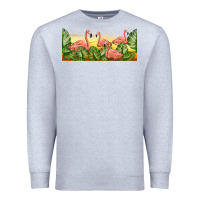 Heather Grey flamingos with sunset Premium Sweatshirt - TumblerDesignByShophia
