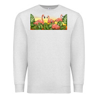 Oatmeal Heather flamingos with sunset Premium Sweatshirt - TumblerDesignByShophia
