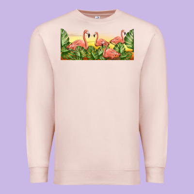 Flamingos With Sunset Premium Sweatshirt Designed By Tumblerdesignbyshophia