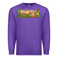 Purple flamingos with sunset Premium Sweatshirt - TumblerDesignByShophia