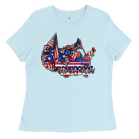 Baby Blue america Ladies Tee - CowhideDigitalArt