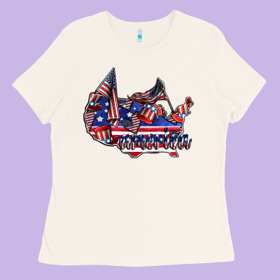 America Ladies Tee Designed By Cowhidedigitalart