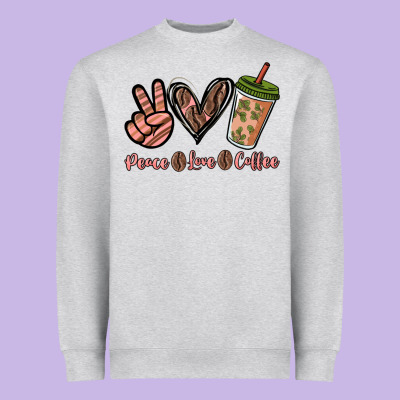 Peace Love Coffee Heavyweight Sweatshirt Designed By Nancycooperartshop