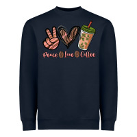 Navy peace love coffee Heavyweight Sweatshirt - NancyCooperArtShop