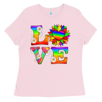 Bubblegum Pink love and sunflower Ladies Tee - HRA Design Shop