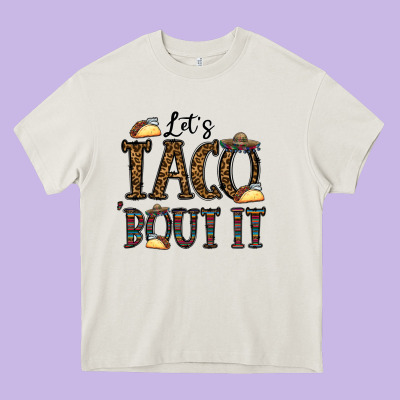 Let's Taco Bout It Heavy Core Tee Designed By Cowhidedigitalart