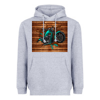 Heather Grey woodgrain motorcycle Heavyweight Hoodie - TumblerDesignByShophia