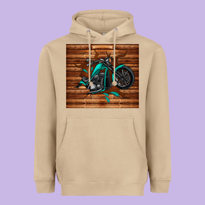 Woodgrain Motorcycle Heavyweight Hoodie Designed By Tumblerdesignbyshophia