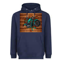 Navy woodgrain motorcycle Heavyweight Hoodie - TumblerDesignByShophia