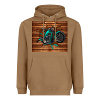 Toasted Coconut woodgrain motorcycle Heavyweight Hoodie - TumblerDesignByShophia
