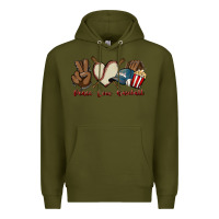 Army Green Peace love Baseball Premium Hoodie - HowdyJamesFarm