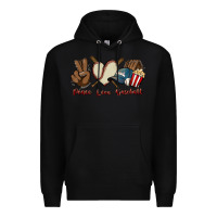 Black Peace love Baseball Premium Hoodie - HowdyJamesFarm