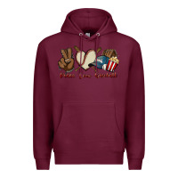 Burgundy Peace love Baseball Premium Hoodie - HowdyJamesFarm