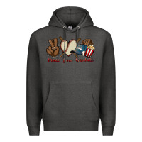 Charcoal Heather Peace love Baseball Premium Hoodie - HowdyJamesFarm