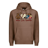 Chestnut Peace love Baseball Premium Hoodie - HowdyJamesFarm