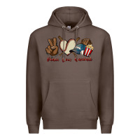 Coffee Peace love Baseball Premium Hoodie - HowdyJamesFarm