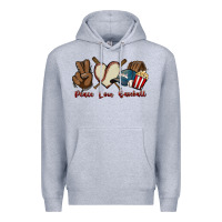 Heather Grey Peace love Baseball Premium Hoodie - HowdyJamesFarm