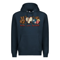 Navy Peace love Baseball Premium Hoodie - HowdyJamesFarm