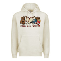 Oatmeal Heather Peace love Baseball Premium Hoodie - HowdyJamesFarm