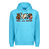 Ocean Blue Peace love Baseball Premium Hoodie - HowdyJamesFarm