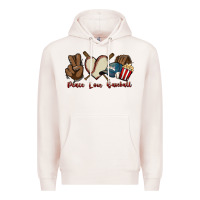 Pale Pink Peace love Baseball Premium Hoodie - HowdyJamesFarm
