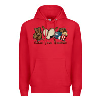 Red Peace love Baseball Premium Hoodie - HowdyJamesFarm
