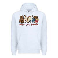 White Peace love Baseball Premium Hoodie - HowdyJamesFarm