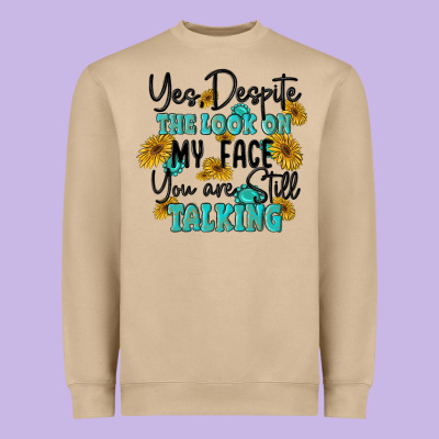 You Despite The Lok On My Face You Are Still Talki Heavyweight Sweatshirt Designed By Maliassmallbusiness