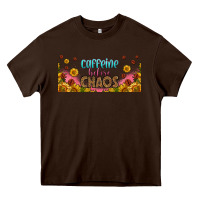 Chocolate Brown caffeine before chaos 16oz libbey cup Heavy Core Tee - HRA Design Shop