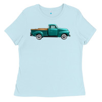 Baby Blue western truck right side view Ladies Tee - FaDigitalArtStudio