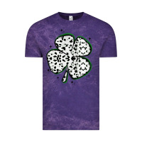 Cloud Purple four leaf clover dalmatian print grunge Vintage Tee - MaliasSmallBusiness