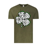 Vintage Olive four leaf clover dalmatian print grunge Vintage Tee - MaliasSmallBusiness