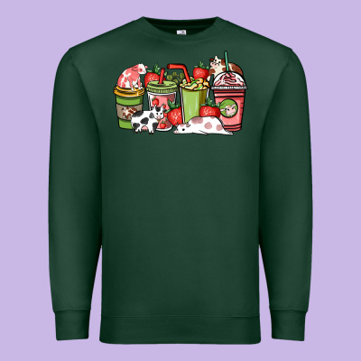 Cow And Strawberry Coffee Cups Premium Sweatshirt Designed By Howdyjamesfarm