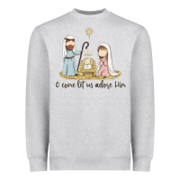 Heather Grey o come let us adore him Heavyweight Sweatshirt - MaliasSmallBusiness