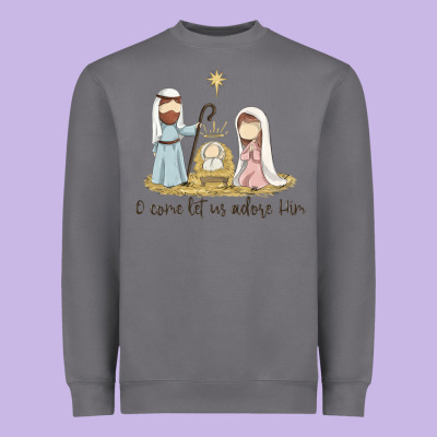 O Come Let Us Adore Him Heavyweight Sweatshirt Designed By Maliassmallbusiness
