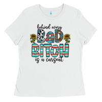 White Behind Every Bad Bitch is a Carseat Ladies Tee - CowhideDigitalArt