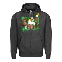 Charcoal Heather Unicorn Dabbing with Shamrock for St. Patricks Day Zipper Hoodie - Bettercallsaul
