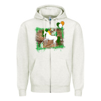 Oatmeal Heather Unicorn Dabbing with Shamrock for St. Patricks Day Zipper Hoodie - Bettercallsaul