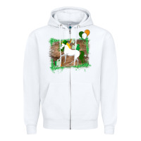 White Unicorn Dabbing with Shamrock for St. Patricks Day Zipper Hoodie - Bettercallsaul
