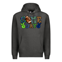 Charcoal Heather Game day green and blue team color Premium Hoodie - HowdyJamesFarm