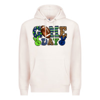 Pale Pink Game day green and blue team color Premium Hoodie - HowdyJamesFarm