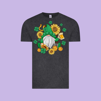 St Patrick's Day Shamrock Sunflowers Gnome Vintage Tee Designed By Maliassmallbusiness
