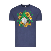 Vintage Denim st patrick's day shamrock sunflowers gnome Vintage Tee - MaliasSmallBusiness