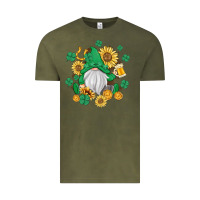 Vintage Olive st patrick's day shamrock sunflowers gnome Vintage Tee - MaliasSmallBusiness